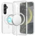 thumbnail image 3 of For Samsung Galaxy s24 Plus Glitter Ultra [Magnetic Circle] Thick 3mm Transparent Hybrid - Clear, 3 of 3