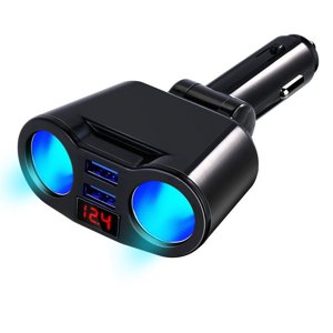 USB C Chargeur de voiture Légèreur de cigarette Adaptateur de Splitter Digital Dual USB chargeur 2-Way Voiture Cigarette Lighter Adaptateur de socket Rotation Voiture Smart Chargeur Adapteur Solide