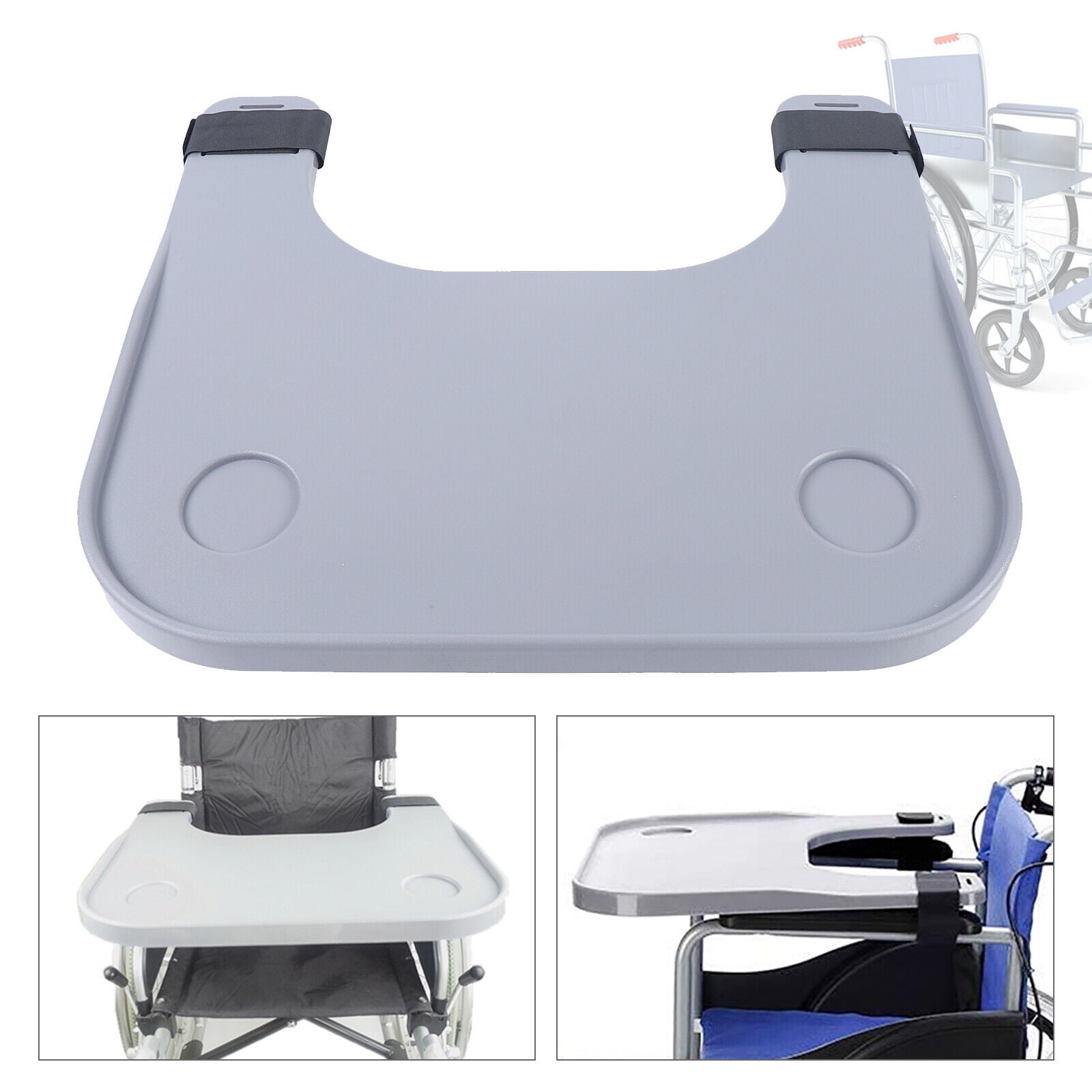 Wheelchair Lap Tray Table Accessories W/2 Cup Holder for Disabled Eating Reading