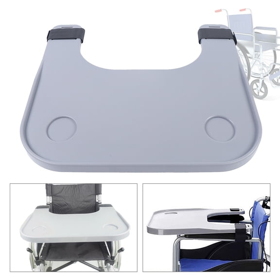 ABS Removable Wheelchair Tray Table with 2 Cup Holders, Portable Lap Tray