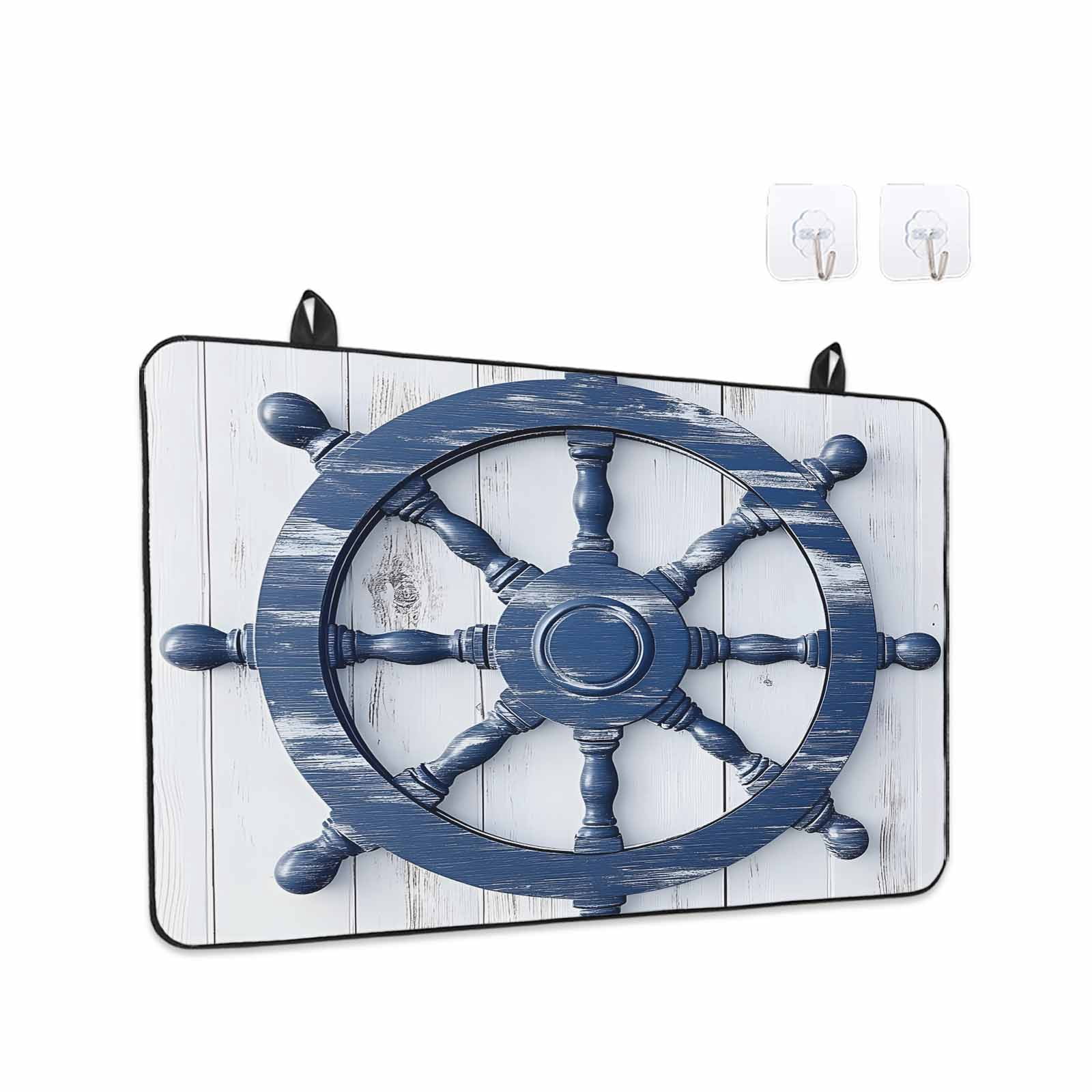 Blue Coastal Stove Top Cover for Electric Stove, Heat-proof & Non Slip Glass Top Stove Cover Protector, Nautical Summer Beach Ocean Kitchen Flat Cooktop Rubber Mat 31x24 Inches