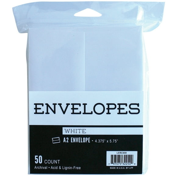 Leader Enveloppes A2 (4.375"X5.75") 50/Pkg Peggable-Blanc