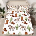 thumbnail image 2 of jejeloiu Rustic Farmhouse Horse Queen Sheet Sets,Green Cactus Cowboy Boots Bed Set For Men Women 4 Pieces, 2 of 7