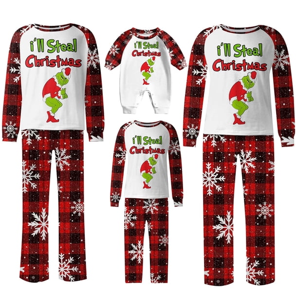 Pijamas navideños a juego Grinch - TKing Fashion 2024 Nuevos conjuntos de pijamas navideños familiares a juego Grinch, pijamas navideños navideños para parejas, adultos y niños, Hombres XXL