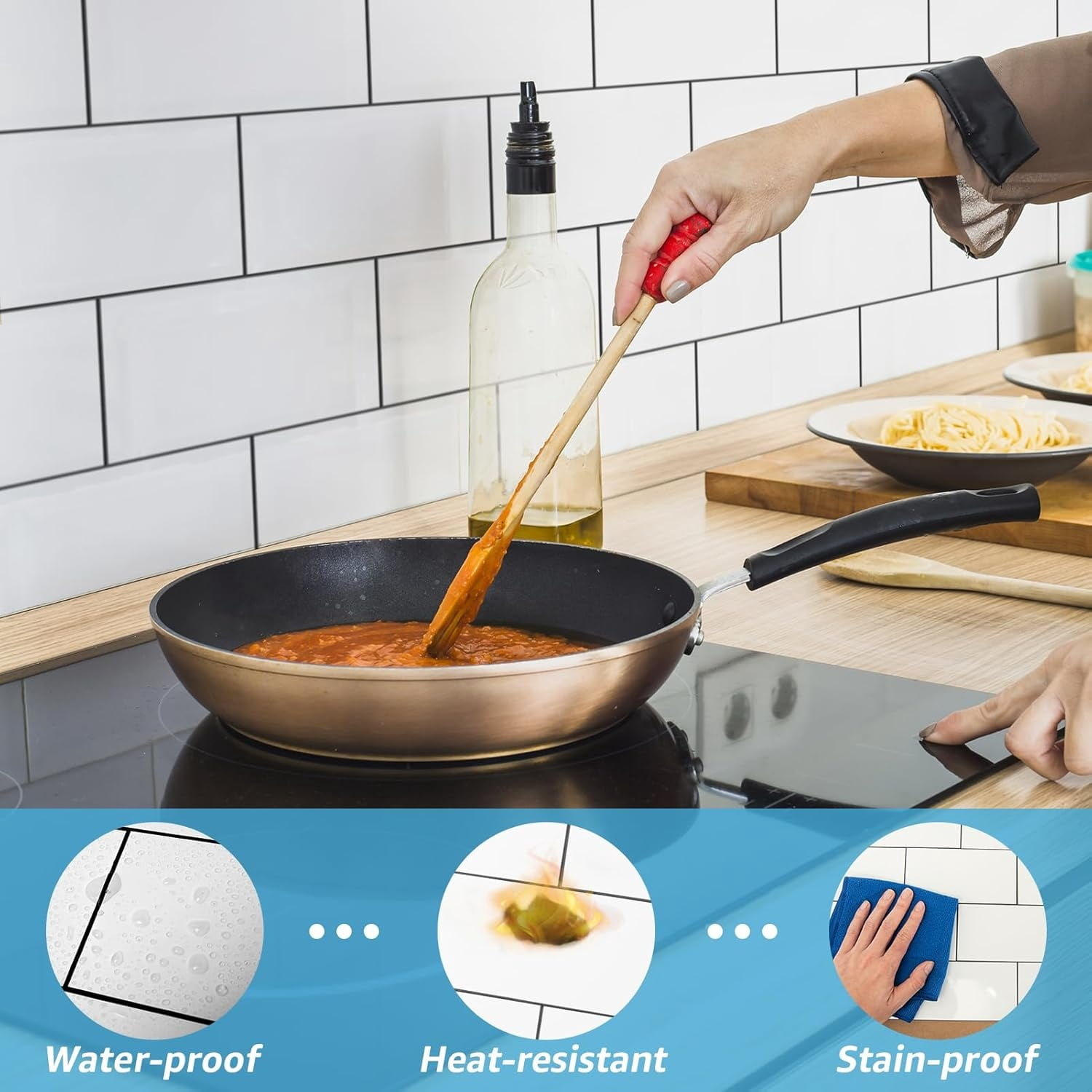 102-Piece Peel and Stick Wall Tile for Kitchen Backsplash, Bathroom, Fireplace, 3in. × 6in. Stick on Subway Tile, Glossy White