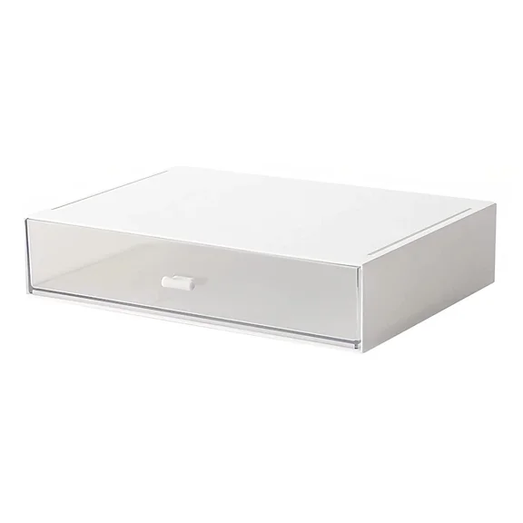 Desk Organizer With Storage Drawers Stackable , Plastic, White Great For Offi...