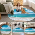 thumbnail image 6 of Round Area Rug 8ft,Summer Watercolor Ocean Beach Washable Carpet Non-Slip Runner Accent Rugs Indoor Floor Mat for Bedroom Living Room Decor,Seaside Blue Sky Waves, 6 of 9