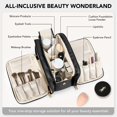 thumbnail image 2 of Bolsa de maquillaje de viaje HauteHues de gran capacidad, impermeable, negra, 2 of 6