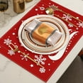 thumbnail image 4 of Ensemble de 4 Napperons de Noël Résistants à la Chaleur en Non-Tissé et Lin, Napperons Isolants Lavables, Élégants Tapis de Table pour Salle à Manger, Napperon en Fibre de Bambou, 4 of 5