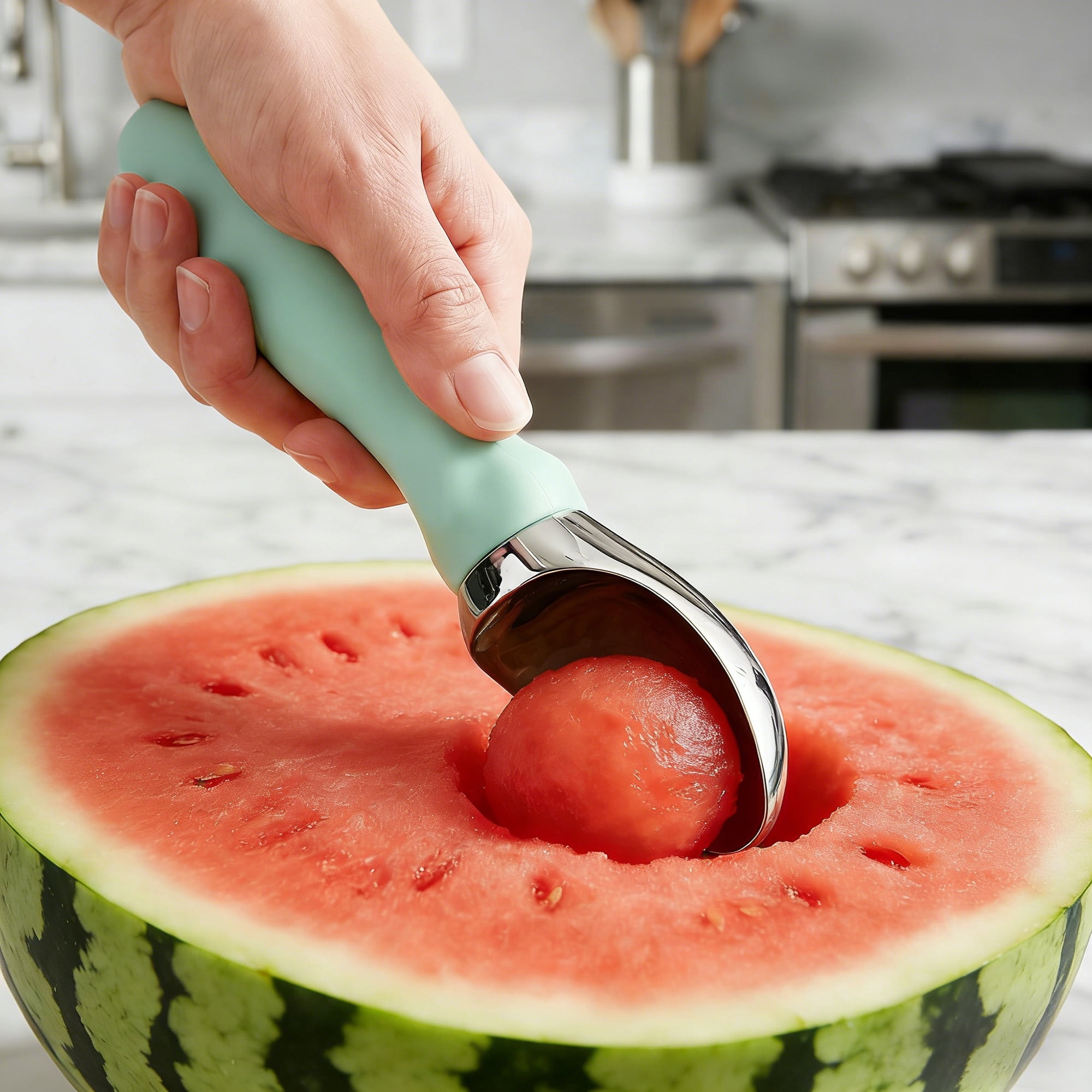Unique Bargains Zinc Ice Cream Scoop with for Gelato and Cookie Dough Mint Green 7.9in