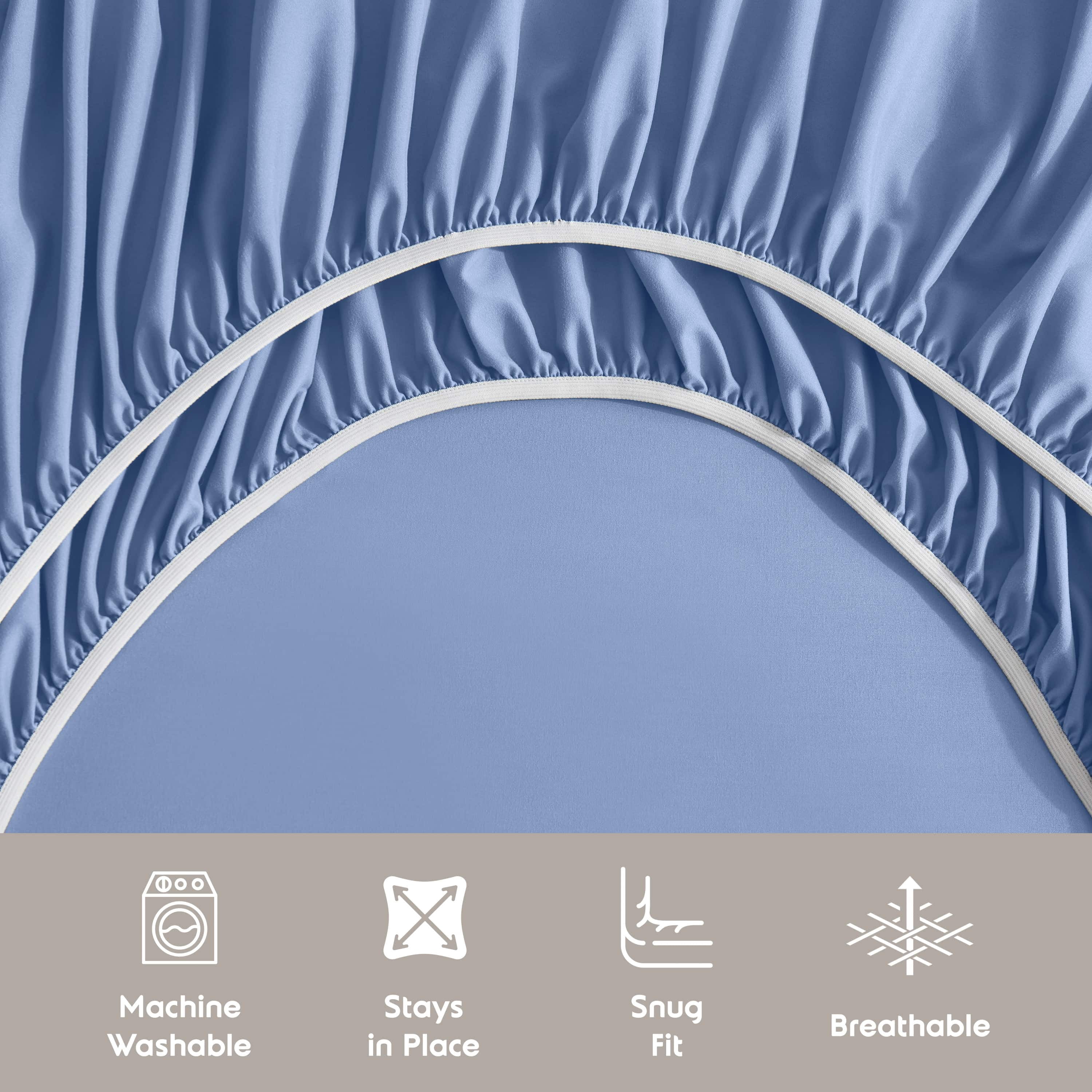 LammaLoe Extra Deep Pocket California King Sheets set, Fits 18"-24" Mattress, 6 Piece Soft Microfiber Bed Sheet Sets, Calm Blue