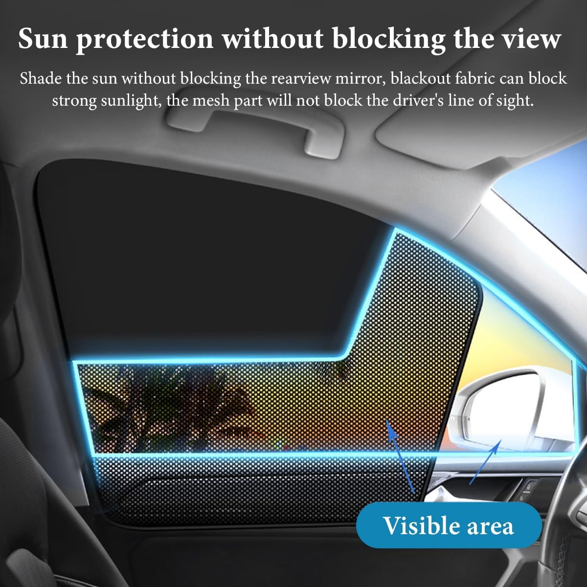 Car Window Covers, Magnetic Car Front Side Window Shade, 2 Pack Front Seat Side Window Covers with Half Shade, Front Window Covers for Driver, Double Layer Mesh Sun Block UV Protection Covers