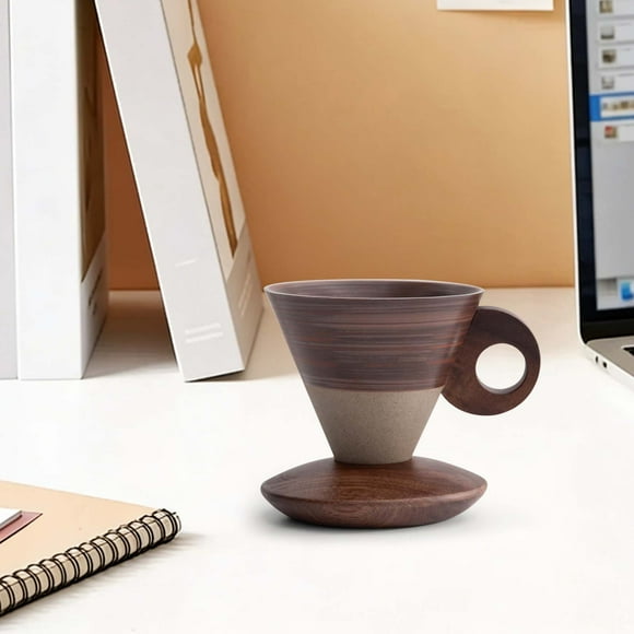 Tyidzon Elegant Conical Coffee Cup Home Drinking Cup Vintage Coarse Ceramic Coffee Cup Funnel-shaped Cup.