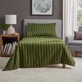 thumbnail image 4 of Mainstays Dreamy Soft 3-Piece Bed Sheet Set, 100% Cotton, 220 Thread Count, Deep Pocket, Twin/Twin XL, Green Stripe, 4 of 5