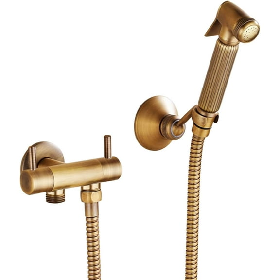 Antique Handheld Bidet Sprayer for Toilet, Brass Cloth Diaper Sprayer Kit Wall Mounted Bidet Sprayer Set Single Handle Toilet Bidet Sprayer Kit with 150cm Shower Hose