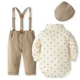 thumbnail image 5 of Ketyyh-chn99 Baby Boy Blessing Outfit 18-24 Months Baby Boy Tuxedos Waistcoat Gentleman Suit Long Sleeve 3 Pieces Wedding Outfits Beret Hat Size for 18-24 Months,Khaki, 5 of 9