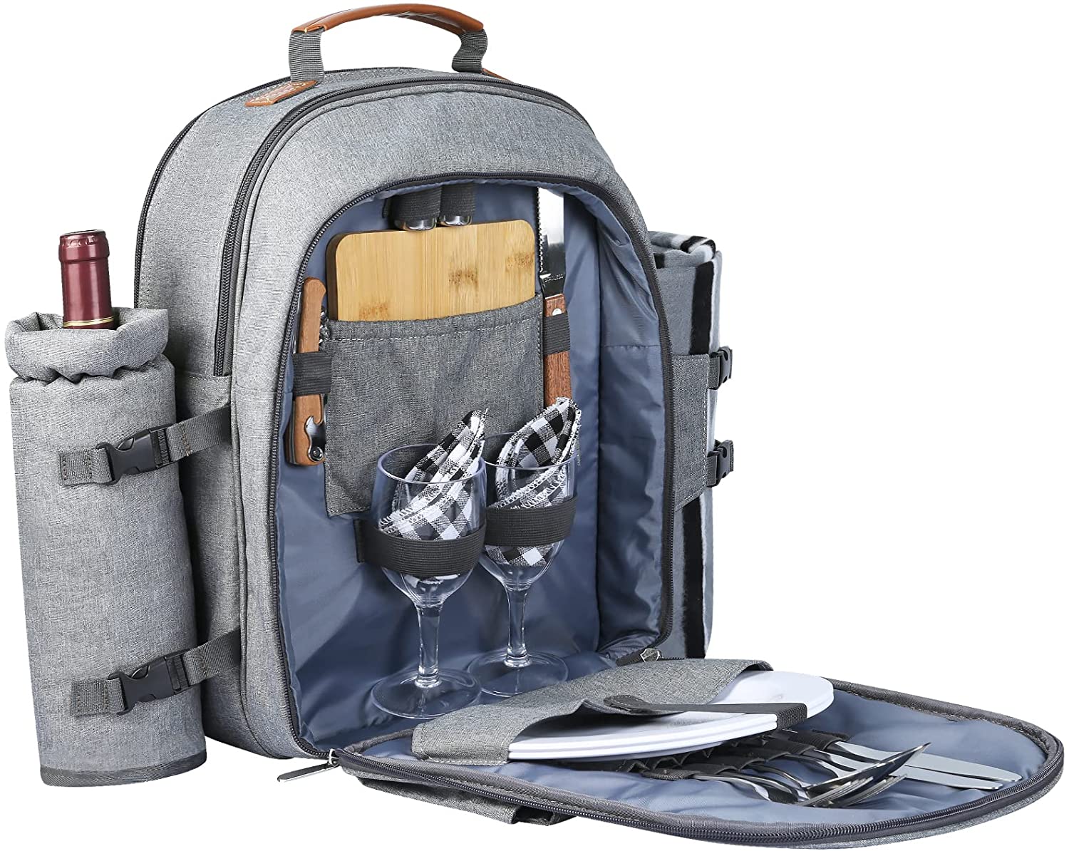 Sunflora Picnic Backpack for 4 Person with Blanket Picnic Basket Set