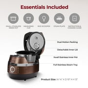 CUCKOO High Pressure Rice Cooker 10-Cup Uncooked / 20-Cup Cooked with Induction Heating Technology, Large Rice Maker with 16 Menu Options and Steam Plate, Voice Guide, Copper (CRP-JHR1009F)
