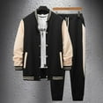 thumbnail image 2 of Wyzesi Sweat Pantsuit Low Rise Men Men's New Fall and Winter Baseball Unif Or M Casual Versatile Men's Cardigan Jacket Colorblocking Sports Pants Suit Men Pantsuit Casual Inseam Stretch, 2 of 9