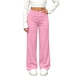 thumbnail image 2 of ITSAME Girls High Waisted Sweatpants Wide Leg Relaxed Fit Solid Color Fall Athletic Casual Joggers Pink Size 5T, 2 of 10