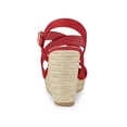 thumbnail image 2 of BLISSFUL STEP Women's Shoes Crisscross Ankle Strap Espadrille Wedge Sandals Red 6, 2 of 7