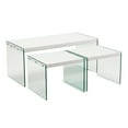 thumbnail image 5 of New White 3-Piece Glass Side End Table Set Coffee Table Living Room Furniture, 5 of 7