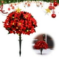 thumbnail image 3 of Artificial Poinsettias for Outdoor, Faux Topiary Plants with Ground Spike,Poinsettia Tree with Ground Spike Geranium Fake Plants for Indoor Outdoor Christmas Decor, 3 of 10