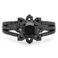thumbnail image 3 of Dazzlingrock Collection 1.95 Carat (ctw) Black Rhodium Plated Sterling Silver Black Diamond Bridal Split Shank Ring, Size 4, 3 of 4