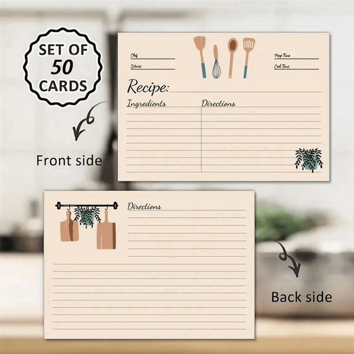 Recipe Cards 4X6Inches Set of 200 Double Sided Thick Cardstock Blank Recipe Cards for Mom, Sister, Daughter, Friend Gift