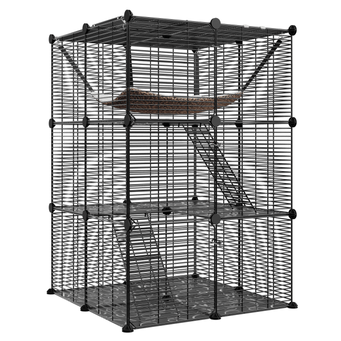 ZENY Cat Cage Indoor Cat Enclosures DIY Cat Playpen 3-Tiers Kennels Pet Crate with Extra Large Hammock for 1-2 Cats, Ferret, Chinchilla, Rabbit, Small Animals