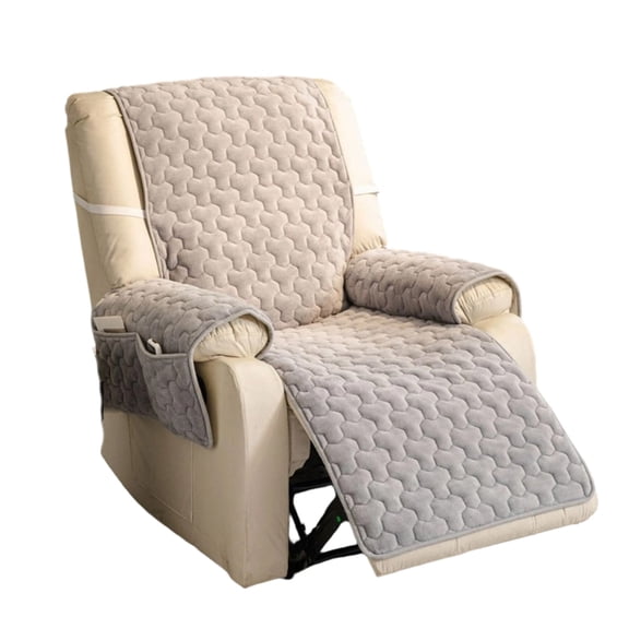 Flannel Recliner Chair Cover with Pockets Universal Sofa Slipcover Protector