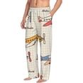 thumbnail image 2 of Daiia Striped Vintage Planes Men's Sleep Pant with Pockets and Drawstring,Pajama Pants-Small, 2 of 9