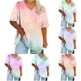 thumbnail image 5 of cocolona Womens Summer Plus Size Tops Oversized V Neck Short Sleeve T-shirts Fashion Casual Gradient Color Tees Blouse, 5 of 5