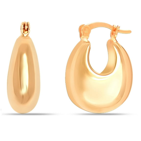LeCalla 925 Sterling Silver Hypoallergenic 18K Yellow Gold Plated Bowl Hoop Earrings for Women and Teen 19MM