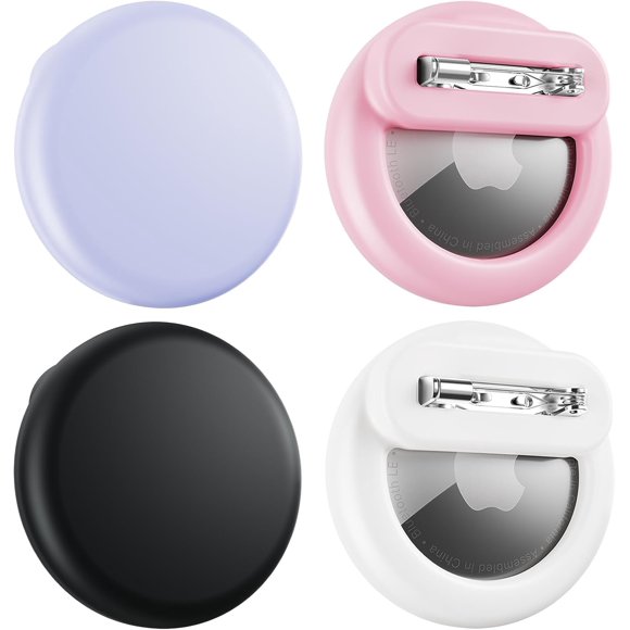 4 Piezas AirTag para Apple, Fundas y Soporte Con Pin Invisible, Tracker Antipérdida para Niños, Ancianos, Ropa, Equipaje