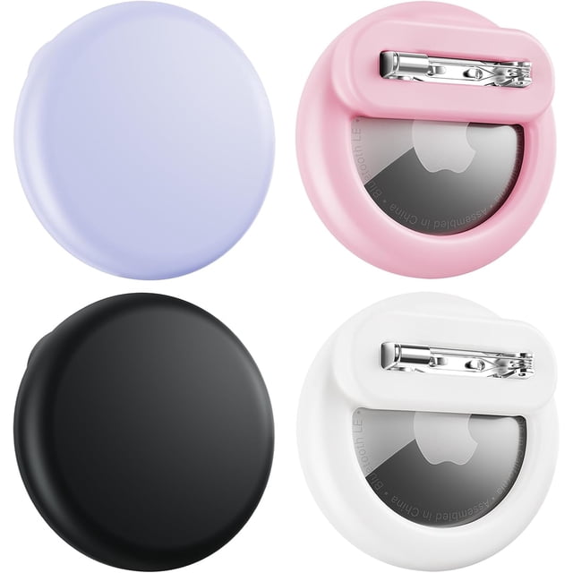4 Piezas AirTag para Apple, Fundas y Soporte Con Pin Invisible, Tracker Antipérdida para Niños, Ancianos, Ropa, Equipaje