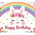 thumbnail image 4 of LUUFILx Cute Bunny Themed Birthday Banner with Rainbow Floral Elements Backdrop Party Decorations Photography Props Happy Birthday Party Supplies, 4 of 6