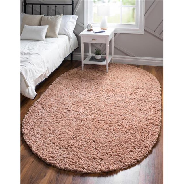 Unique Loom 3153391 5 x 8 ft. Davos Shag Oval Rug, Dusty Rose