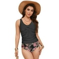 thumbnail image 6 of BOBOGOJP RELELCIGA Women’s Tankini Top V Neck Ruched Tummy Control Bathing Suit Top L for Size Black, 6 of 8