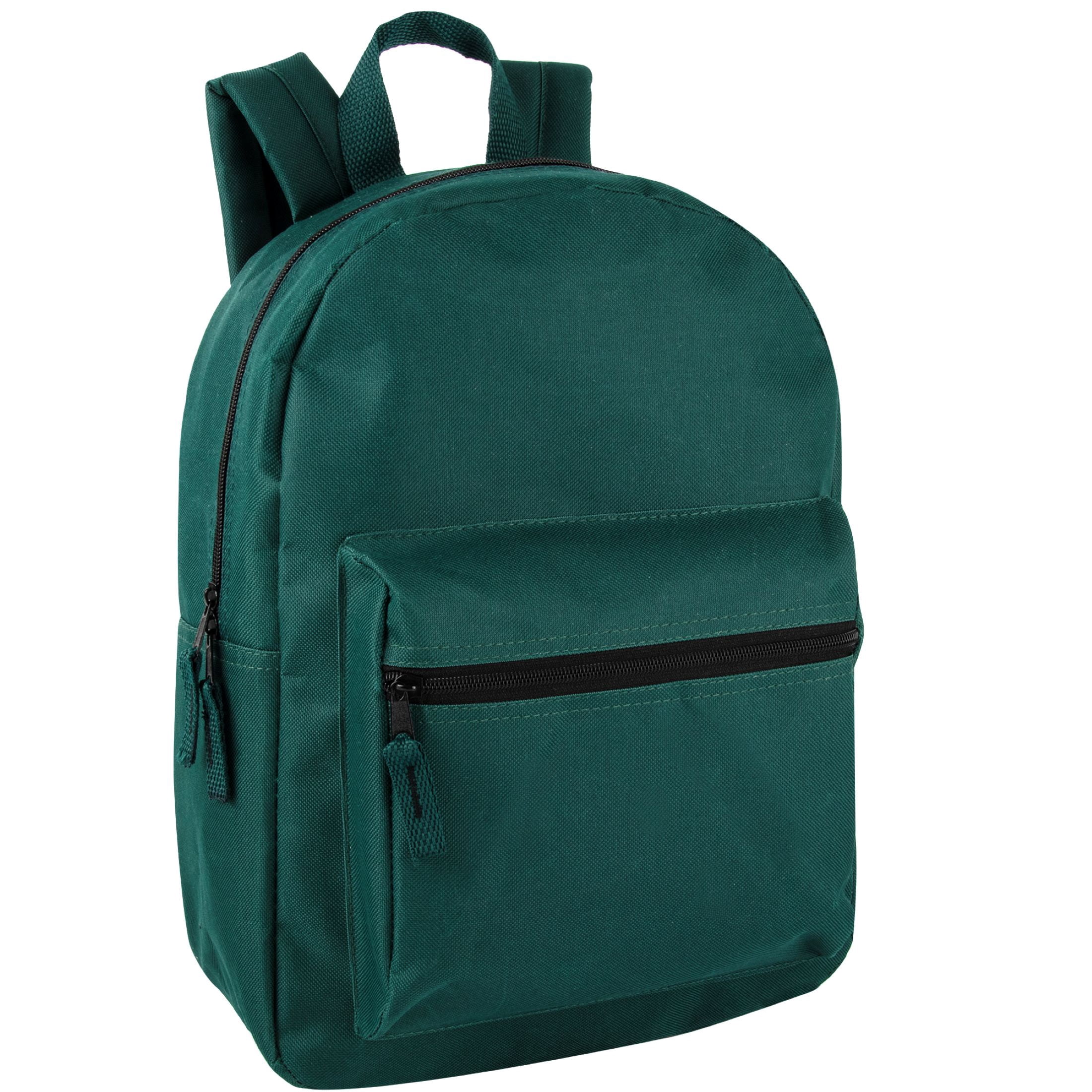 Trailmaker Unisex Solid Color Backpacks, 15 Inch with Front Zipper Pocket, Padded Shoulder Straps (24 Pack, 6 Classic Color Assortment)