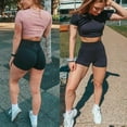 thumbnail image 6 of Womens High Waist Yoga Shorts Sports Hot Pants Casual Gym Workout(Grey/L), 6 of 7