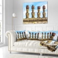 thumbnail image 3 of Designart Moai with Red Topknot Hat - Portrait Photo Throw Pillow - 18x18, 3 of 5