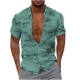 thumbnail image 2 of Tdoqot Mens Shirts Short Sleeve Button Down- Casual Loose Fit Printed Turndown Collar Summer Hawaii Shirts Green Size M, 2 of 5