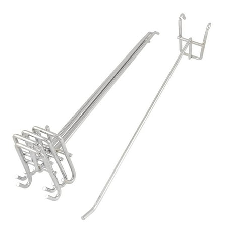 

Unique Bargains 9.8 Silver Tone Metal Gird wall Bracket Display Hooks 5 Pcs