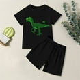 thumbnail image 2 of Baby Outfits Dinosaur Print Short Sleeve T Shirt Shorts Casual Daily Wear School Outdoor Clothes Boys Black 7 Years-8 Years, 2 of 5