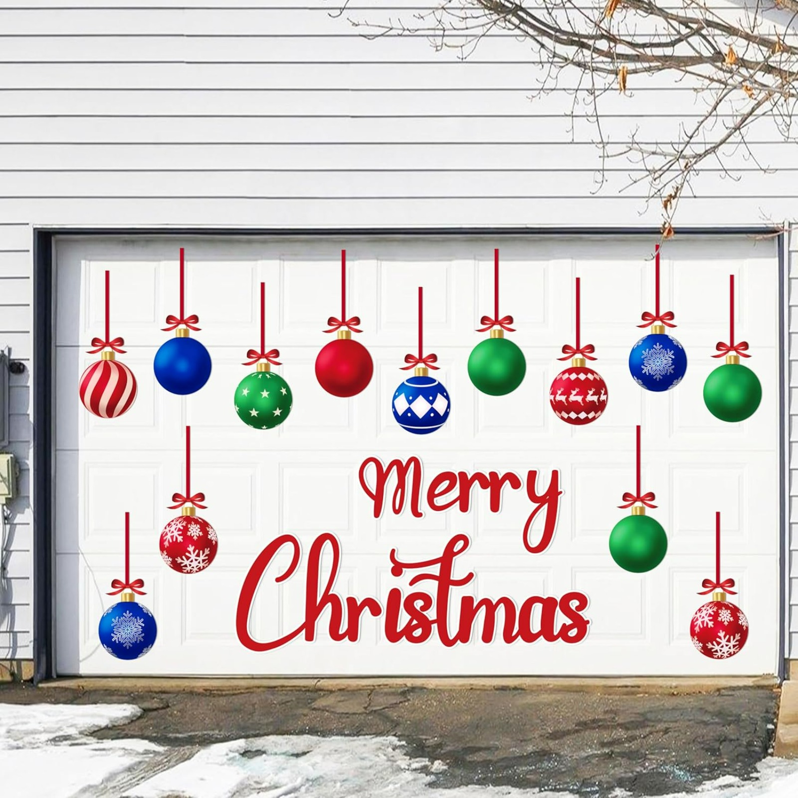 Christmas Garage Door Decorations Magnets - 32PCS Merry Xmas Ball Holiday Decor for Refrigerator and Kitchen