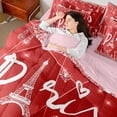 thumbnail image 5 of Manfei Red Sequin Print 7-Piece Twin Bedding Sets for Teens, Romantic Anniversary Paris Bedding Comforter Set, Eiffel Tower Reversible Sheet Sets, Breathable Home Decor, 5 of 8
