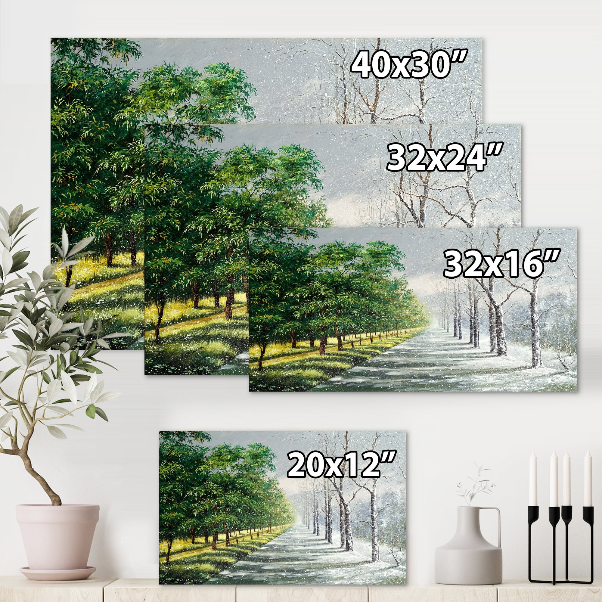 Designart ' Summer and Winter United ' Country Canvas Wall Art Print