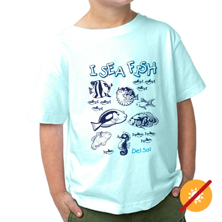 DelSol Kids Crew Tee - I Sea Fish - Chill T-Shirt (4T) for Kids