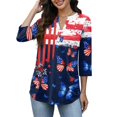 thumbnail image 6 of 4Th of July Shirts Women 3/4 Sleeve Henley neck Cute Shirts Casual Print Three Quarter Length T Shirt, 6 of 7